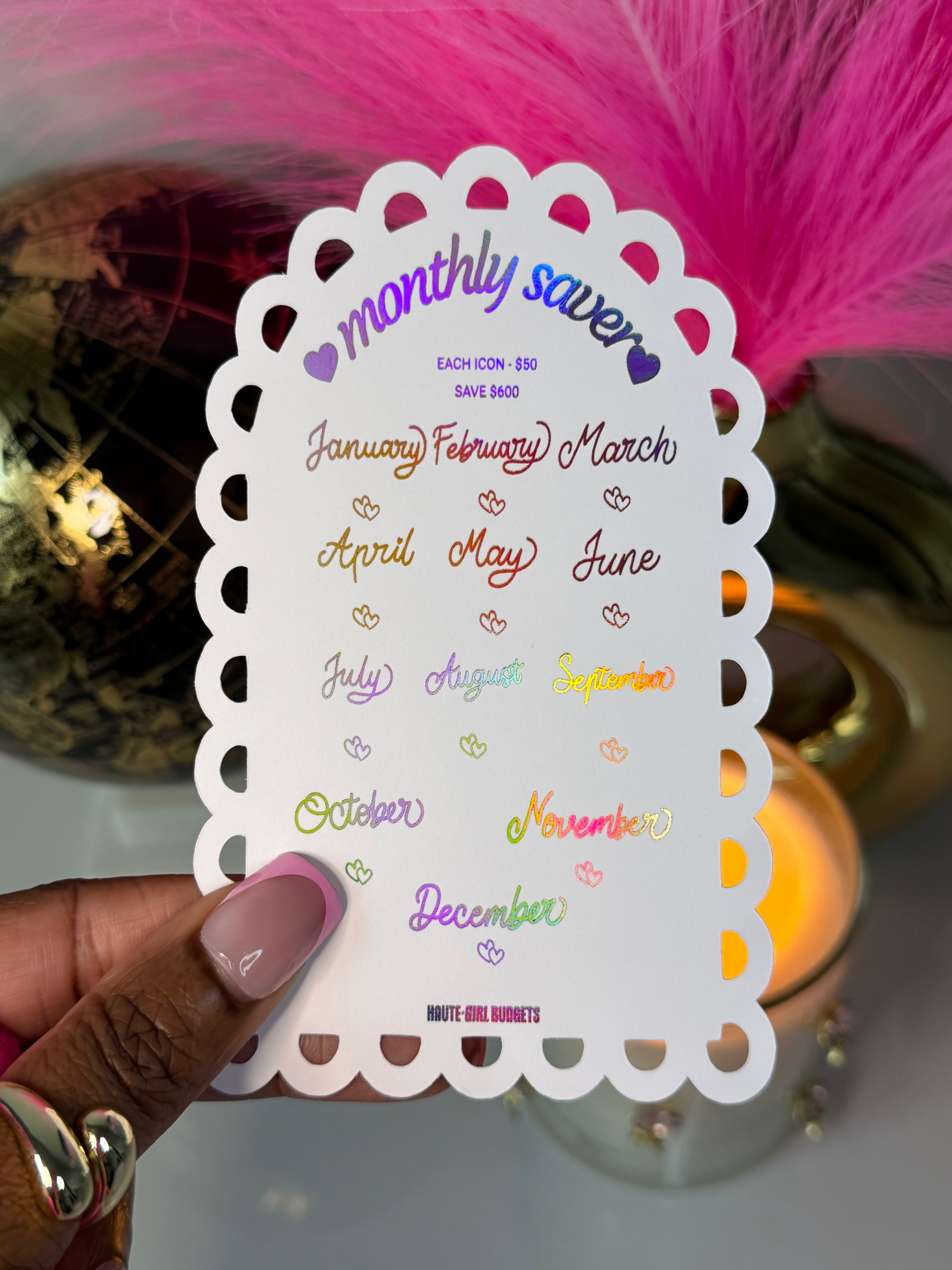 Foiled Savings Tracker – Monthly Saver (Not Laminated)