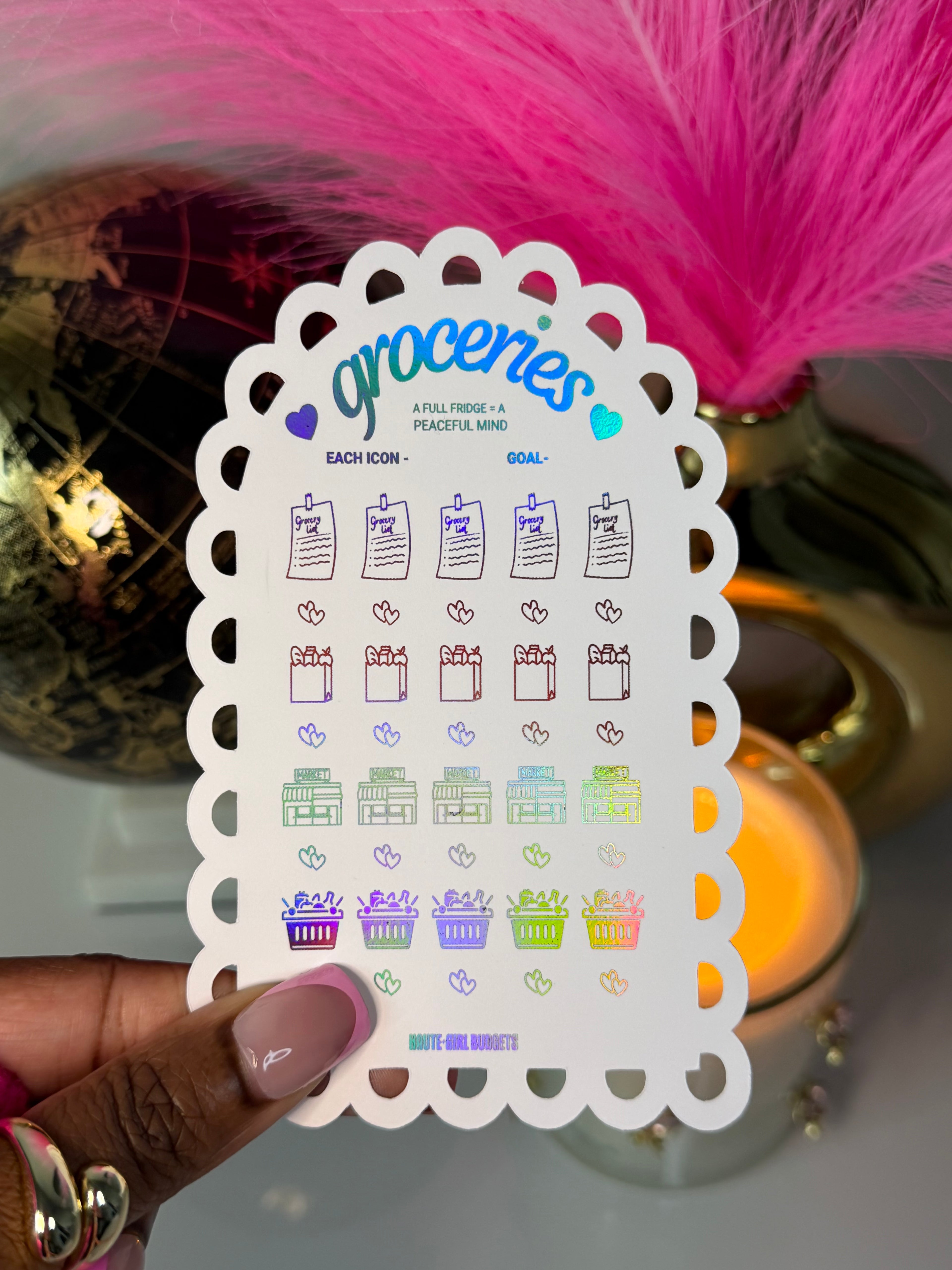 Foiled Savings Tracker – Groceries (Not Laminated)