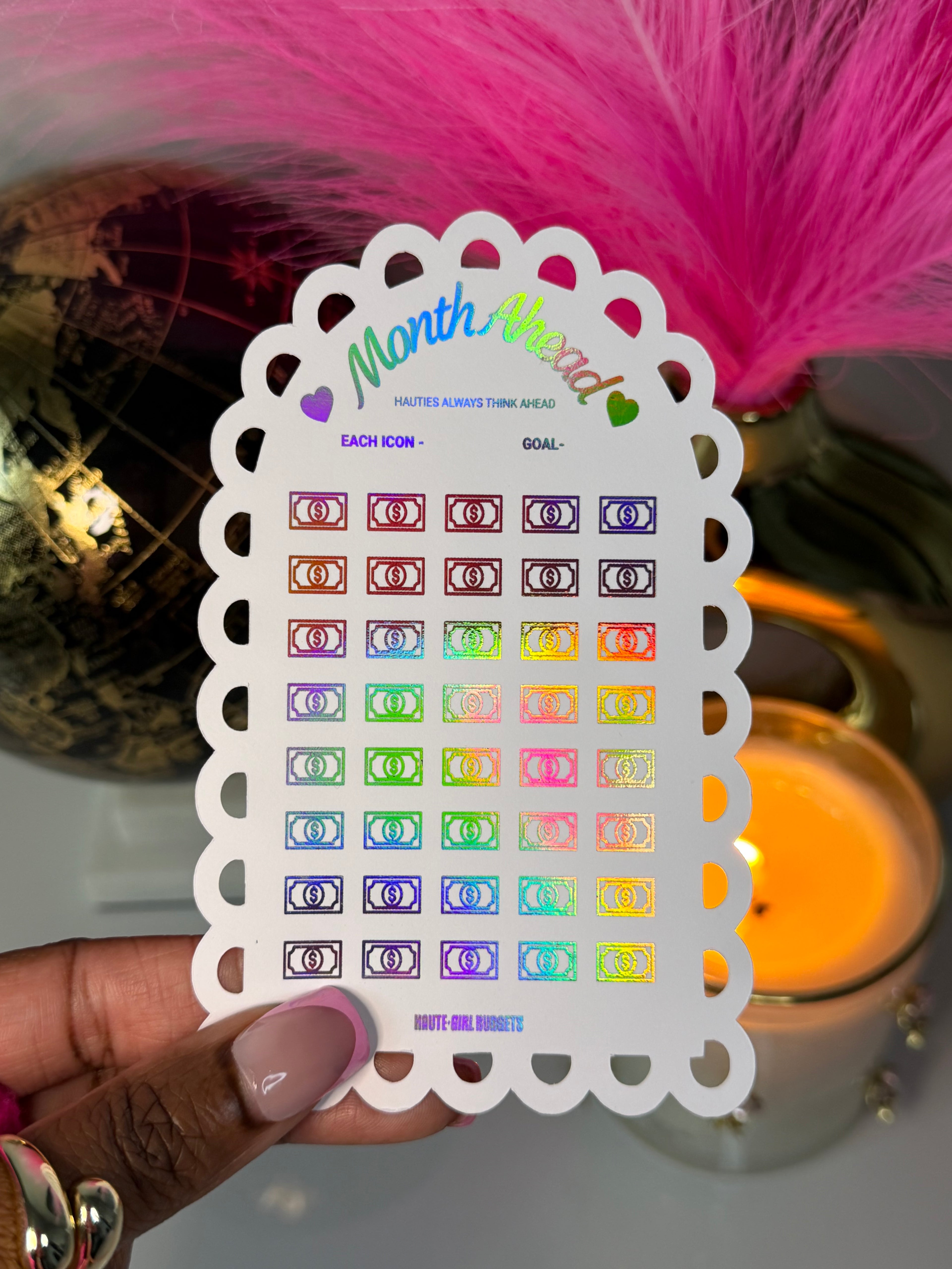 Foiled Savings Tracker – Month Ahead (Not Laminated)