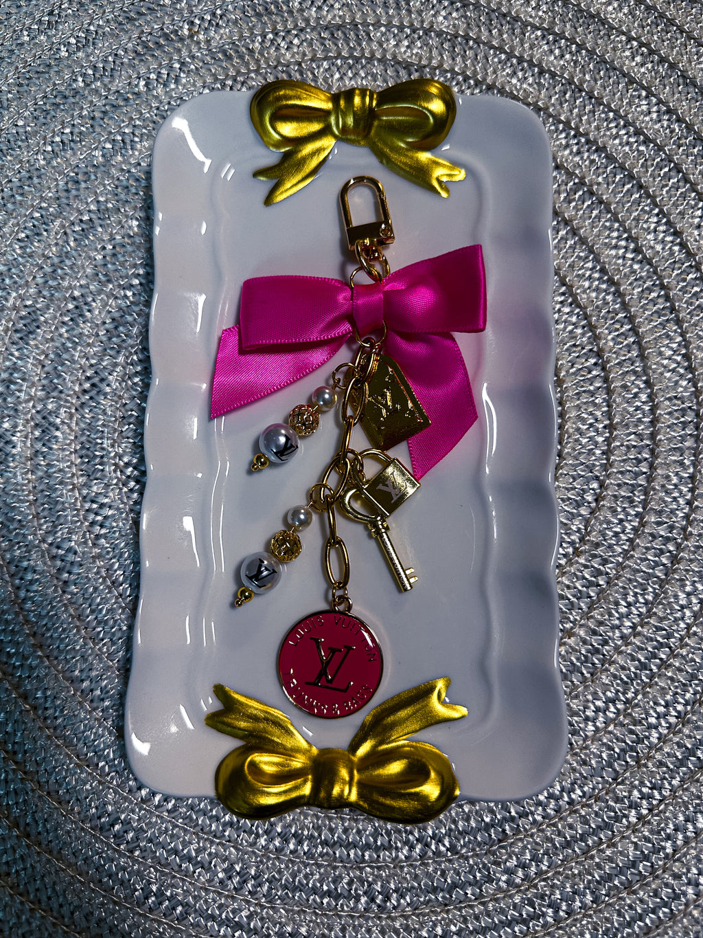 Designer Binder Charm - LV V1 - Hot Pink