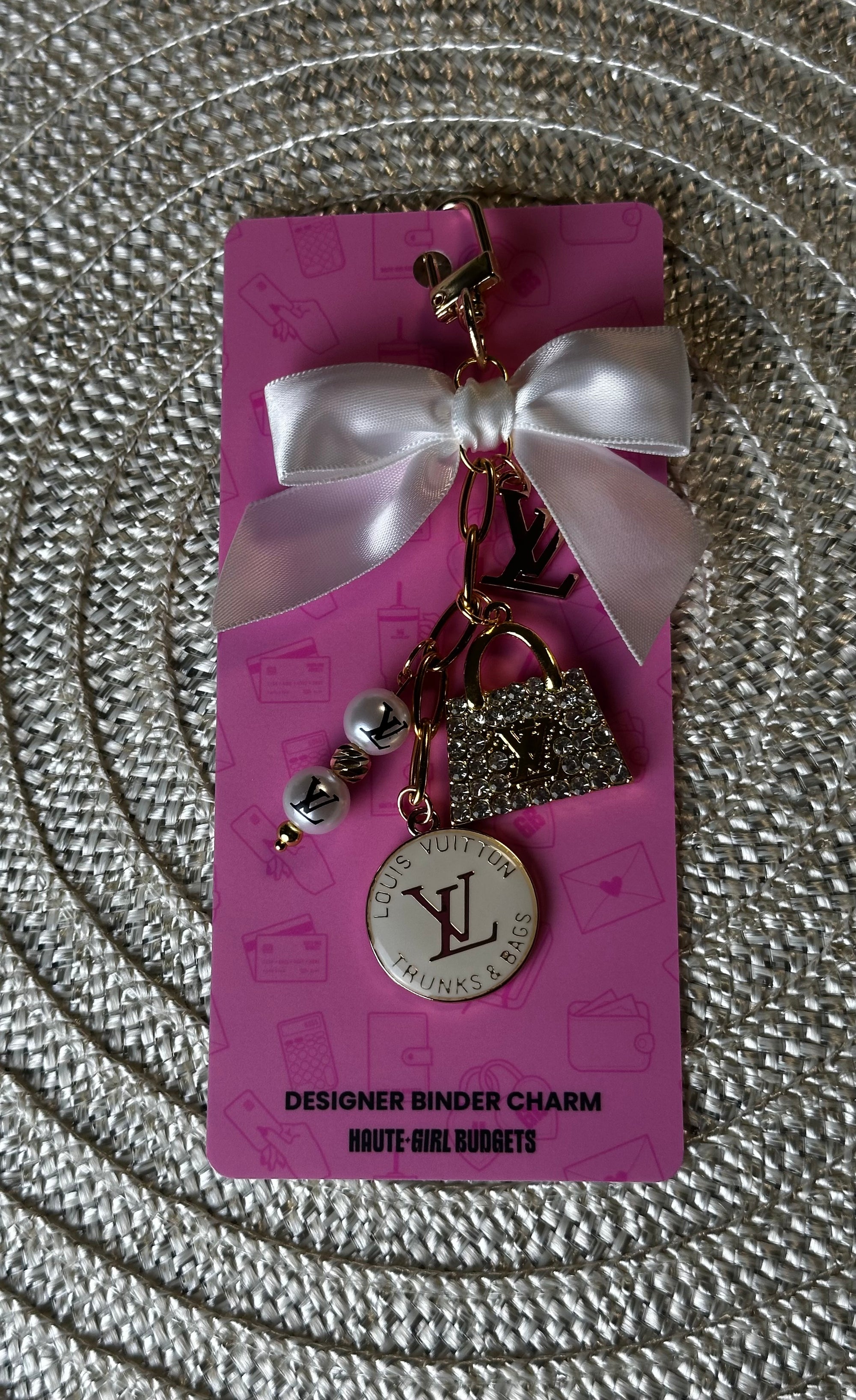 Designer Binder Charm LV White V2