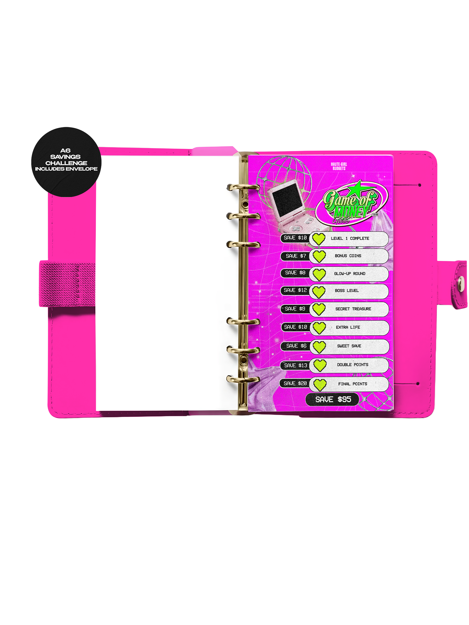 Y2K Game of Money Goals - A6 Laminated Savings Challenge Bundle