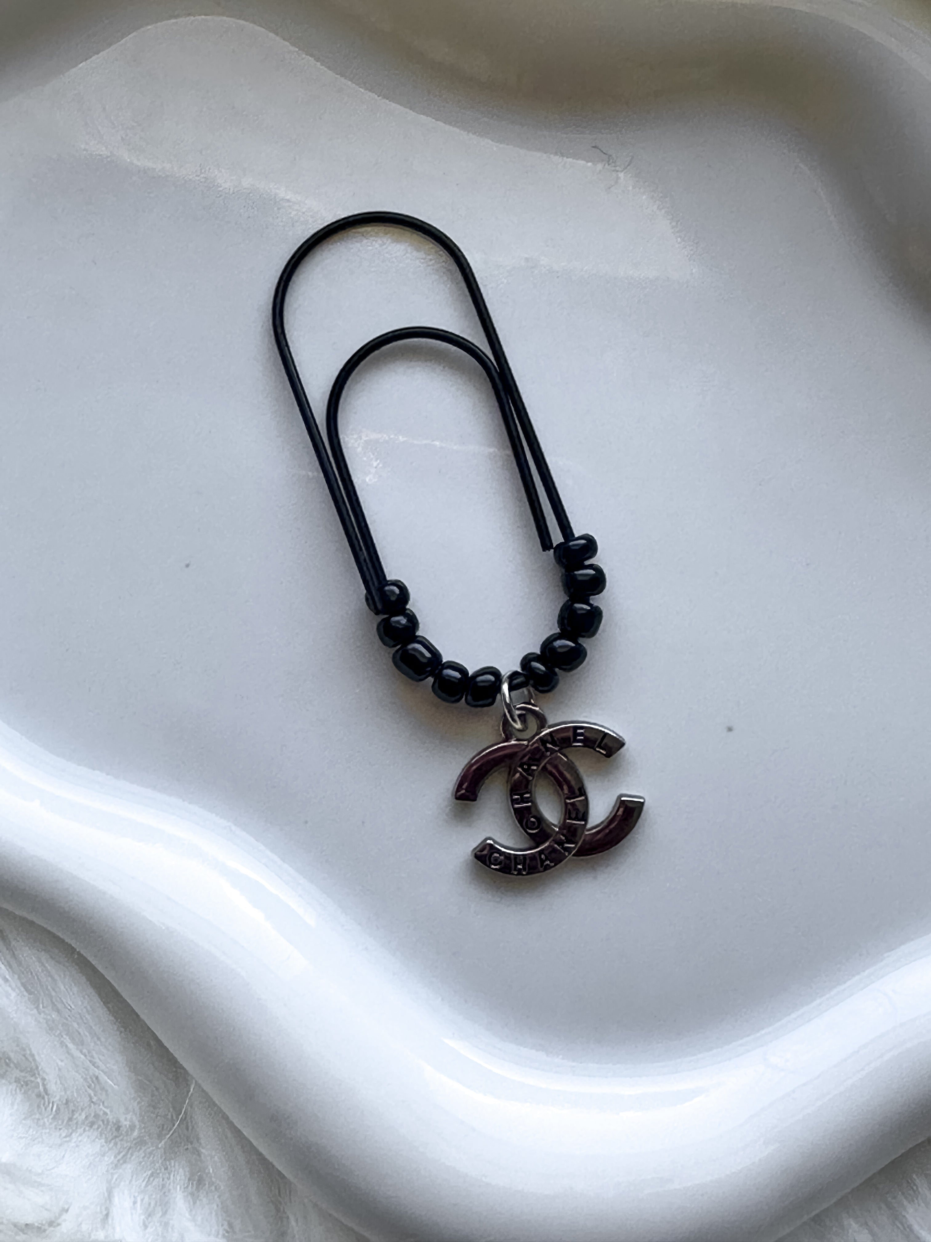 Designer Paper Clip - Black/Silver Chanel