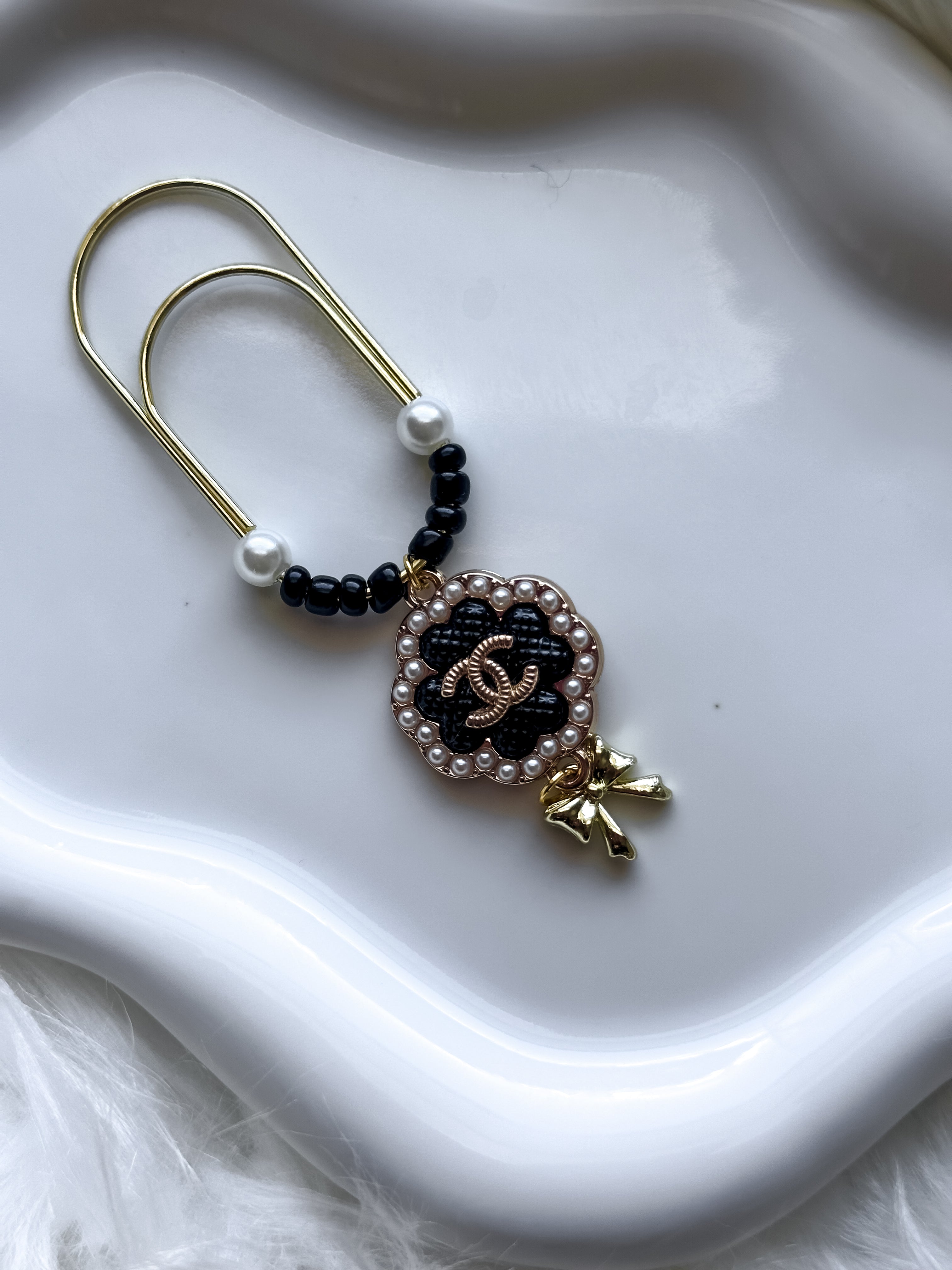 Designer Paper Clip - Black/White Tuffed Chanel