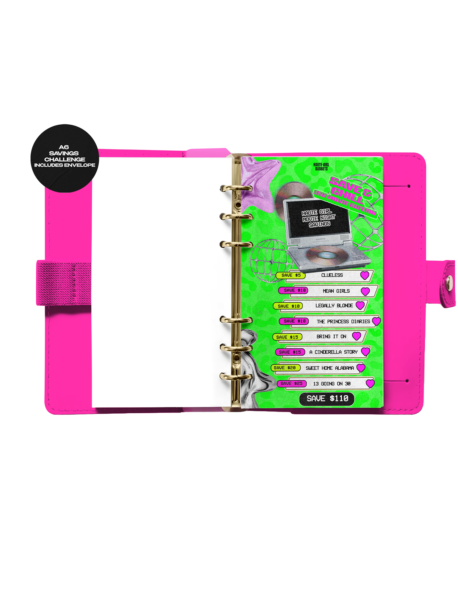 Y2K Save and Chill - A6 Laminated Savings Challenge Bundle